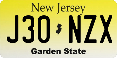 NJ license plate J30NZX