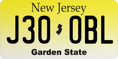 NJ license plate J30OBL