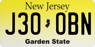NJ license plate J30OBN