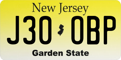 NJ license plate J30OBP