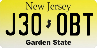 NJ license plate J30OBT