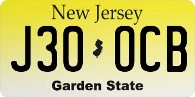 NJ license plate J30OCB
