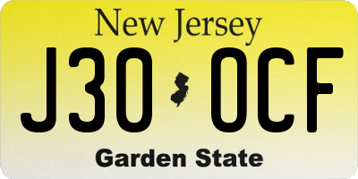 NJ license plate J30OCF