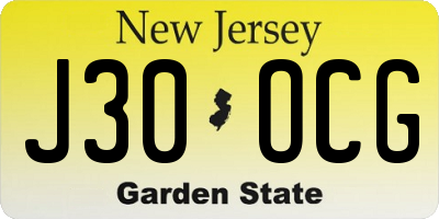 NJ license plate J30OCG