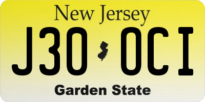 NJ license plate J30OCI