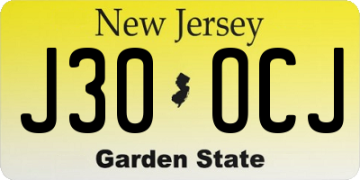 NJ license plate J30OCJ