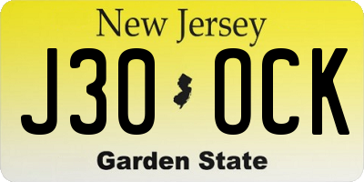 NJ license plate J30OCK