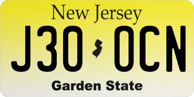 NJ license plate J30OCN