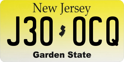NJ license plate J30OCQ