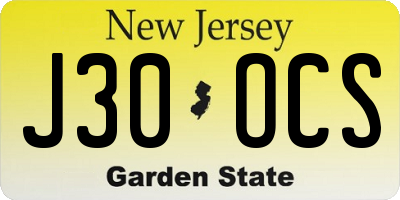 NJ license plate J30OCS