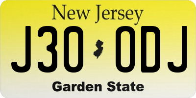 NJ license plate J30ODJ