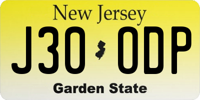 NJ license plate J30ODP