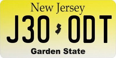 NJ license plate J30ODT
