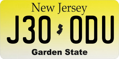 NJ license plate J30ODU