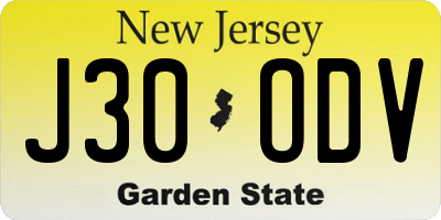 NJ license plate J30ODV