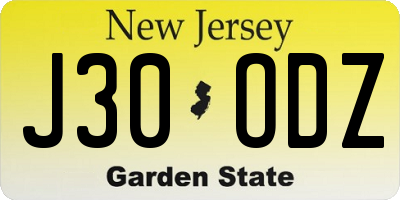 NJ license plate J30ODZ