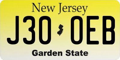 NJ license plate J30OEB