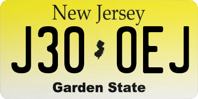 NJ license plate J30OEJ