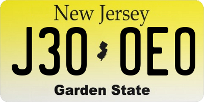 NJ license plate J30OEO