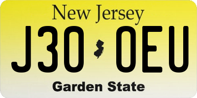 NJ license plate J30OEU