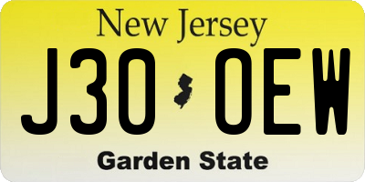 NJ license plate J30OEW