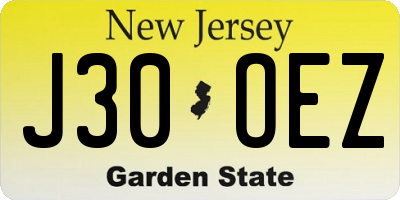 NJ license plate J30OEZ