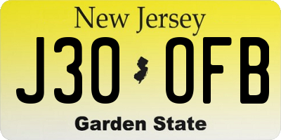 NJ license plate J30OFB
