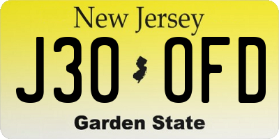 NJ license plate J30OFD