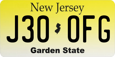 NJ license plate J30OFG