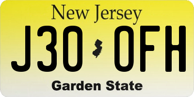 NJ license plate J30OFH