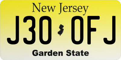 NJ license plate J30OFJ
