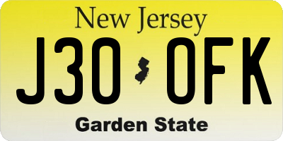 NJ license plate J30OFK