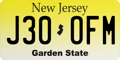 NJ license plate J30OFM
