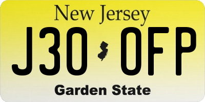 NJ license plate J30OFP