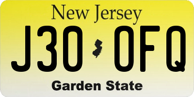 NJ license plate J30OFQ
