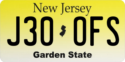 NJ license plate J30OFS