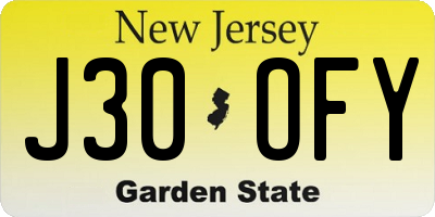 NJ license plate J30OFY