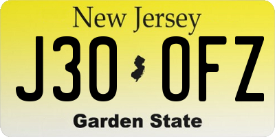 NJ license plate J30OFZ