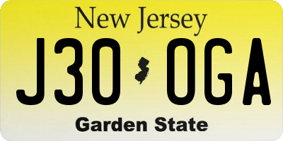NJ license plate J30OGA