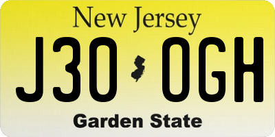 NJ license plate J30OGH