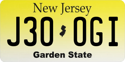 NJ license plate J30OGI