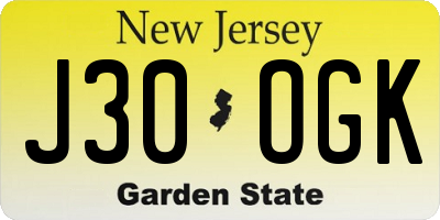 NJ license plate J30OGK
