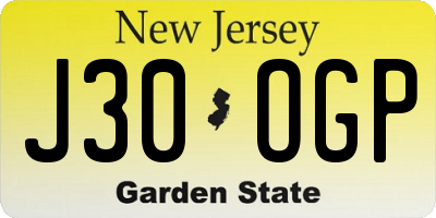 NJ license plate J30OGP