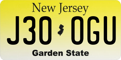 NJ license plate J30OGU