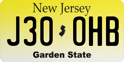 NJ license plate J30OHB