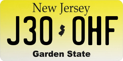 NJ license plate J30OHF