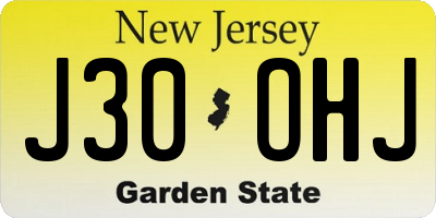 NJ license plate J30OHJ