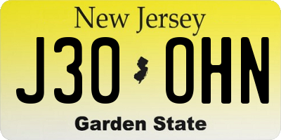 NJ license plate J30OHN
