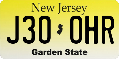 NJ license plate J30OHR