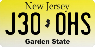 NJ license plate J30OHS